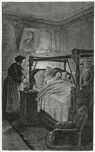 Mort de Balzac-見たもの、19世紀の図（bw彫刻） 作： Frederic Theodore Lix